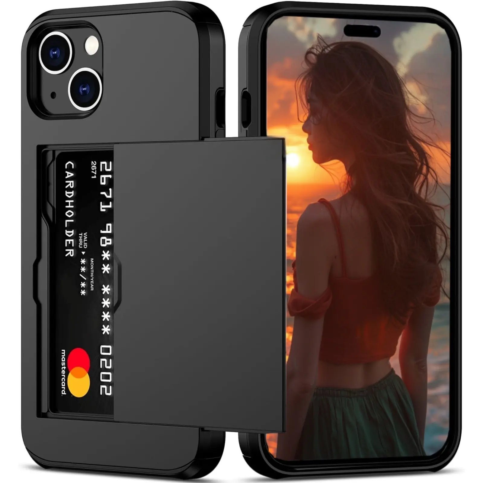 UltraProtect Hybrid Wallet Case - Bumpers with Card Holder, Shockproof Rubber Bumper Cover, and Precise Cutouts for iPhone 12 Pro Max, 11 SE, 2020, 2022, 12, 12 Pro, 12 Pro Max, 11, 11 Pro, 11 Pro Max, SE2, SE3 - Durable and Stylish Protection