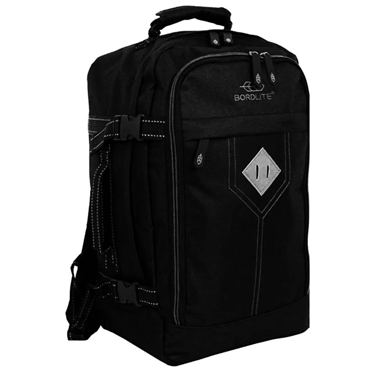 Black/Grey Cain Friendly Rucsak With Multiple Zips, Under-seat bag, Lightweight cabin bag, Airline-friendly bag, Travel gear for flights