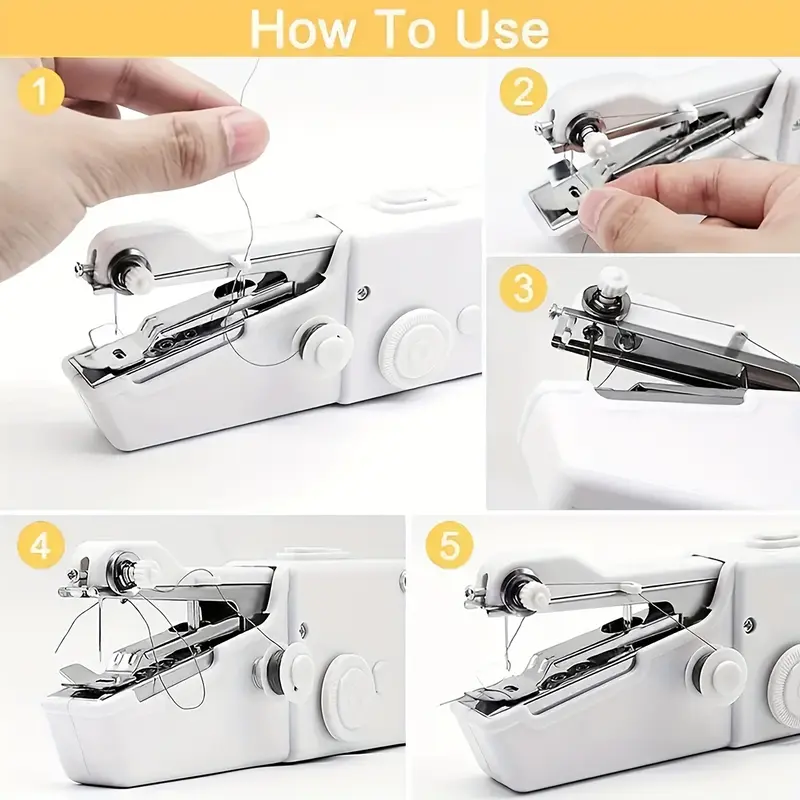 1pc Handheld Sewing Machine Mini Sewing Machines, Portable Sewing Machine Quick Handheld Stitch Tool For Fabric, Cloth, Clothing (battery Not Included, Self-prepared 4 AAA Batteries) 1