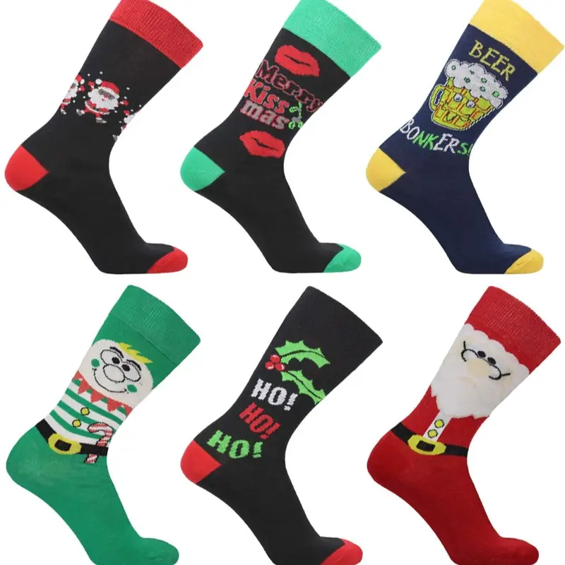 Mens Festive Christmas Socks - 6 Pairs of Novelty Xmas Socks - Ideal Stocking Filler - Santa, Menswear 4