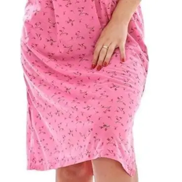 New Ladies Nightdress Floral Print Short Sleeve Rich Cotton Buttons Nightshirt UK 4