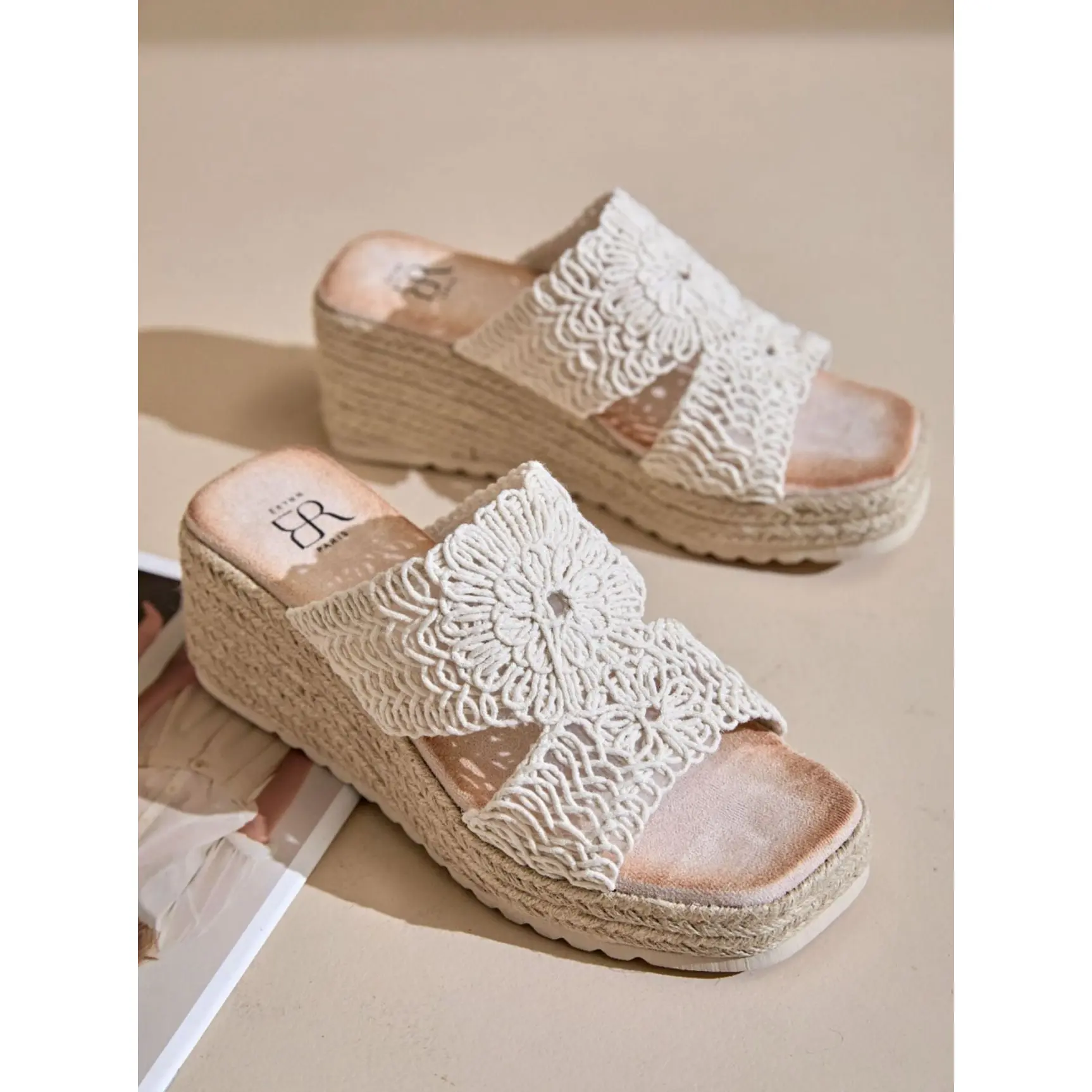 Tuscany Slip On Wedges - Ecru (choose your Size)