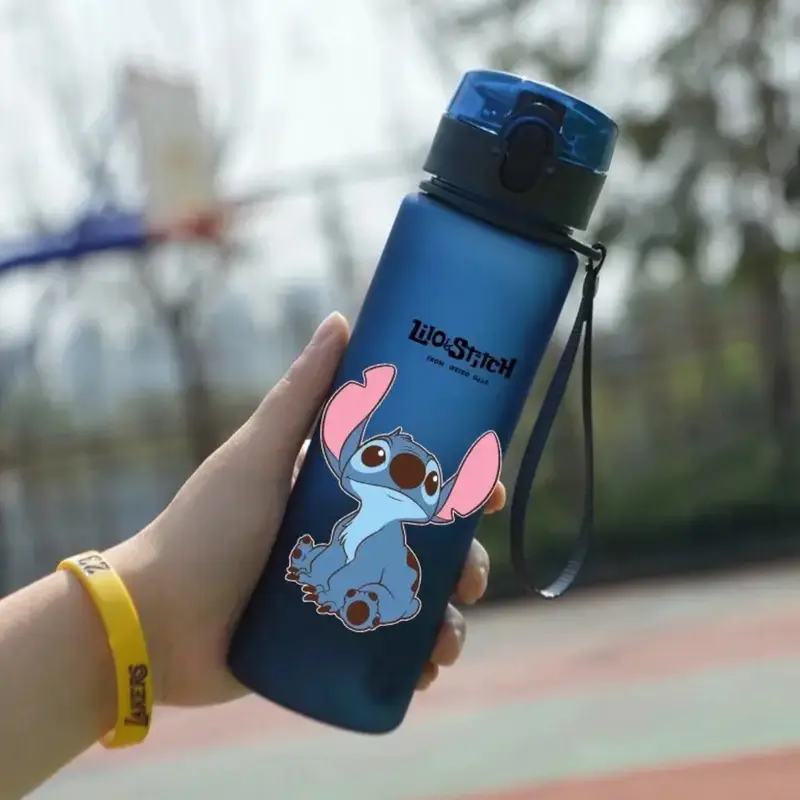 560ML Stitch Cartoon Water Bottle Cup Grey & Blue Portable Plastic Large Capacity Clear Cup Outdoor Sports Water Bottle - Anime - 18 Different Designs - Perfect Birthday / Christmas Gift 1