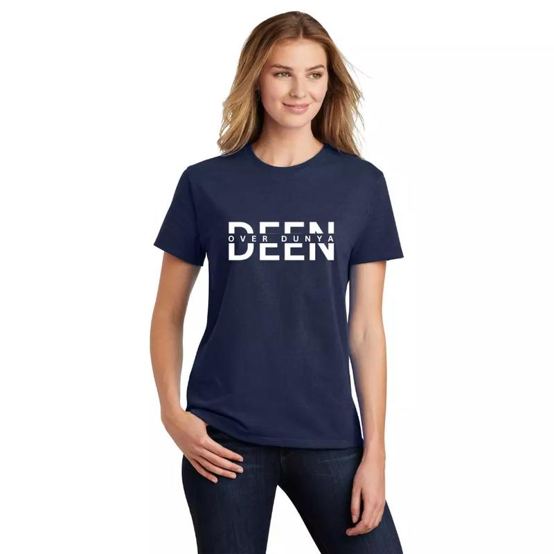Personalised Name T Shirt Mens Ladies Unisex Tee Deen Over Dunya Muslim Gift Top 2