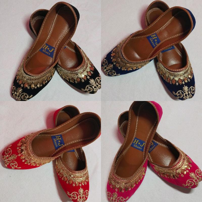 Khussa Shoes Punjabi Jutti with Velvet Material and Embroidery Design - Comfortable to Wear with Cushioned Padded Soles 1