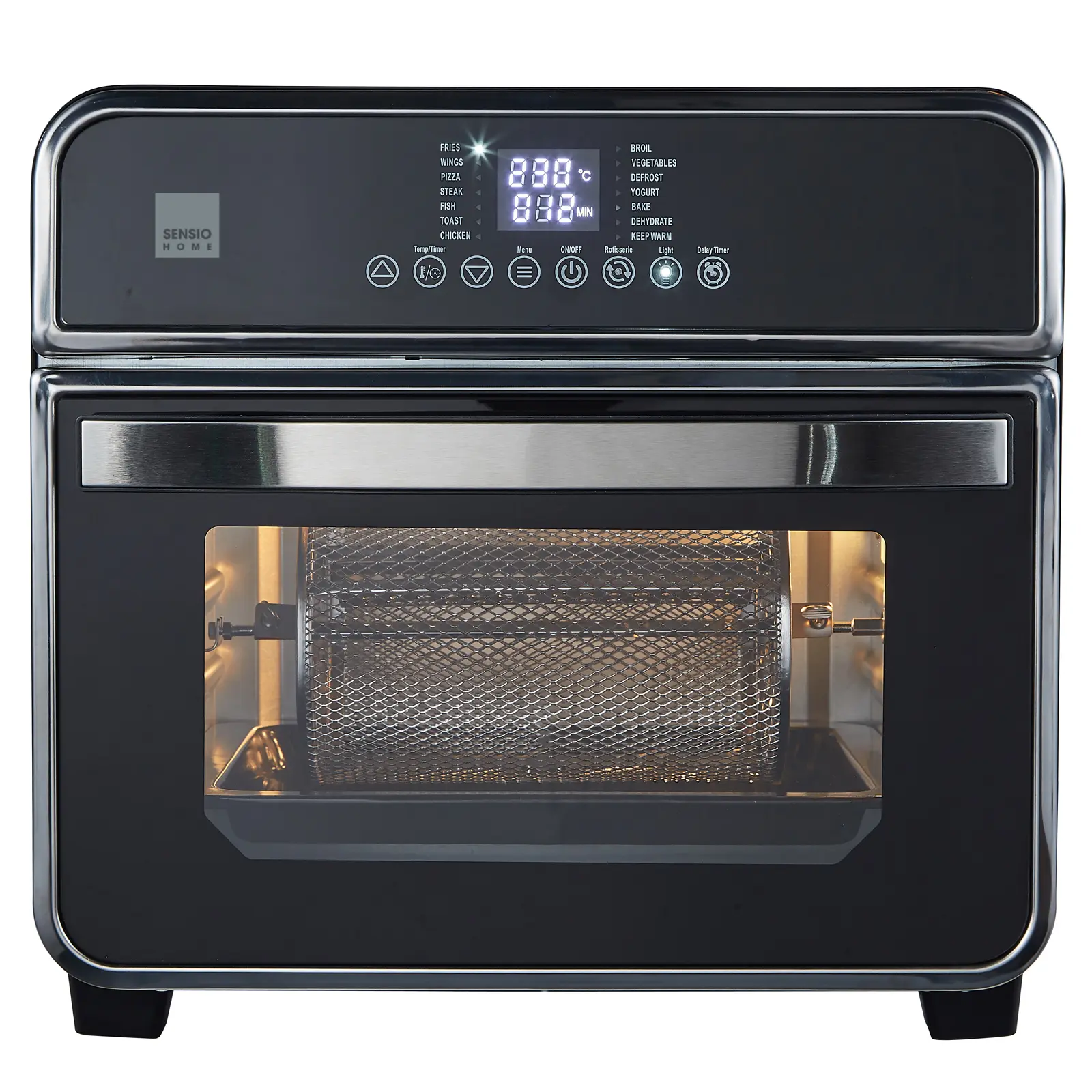 Gourmet Professional Clean Cook Air Fryer Oven - Dehydrator 1600W | 15L Capacity with Rotisserie Function and 14 Digital Preset Programs, Family Size Healthy Oil Free Cooking, Full Accessory Set