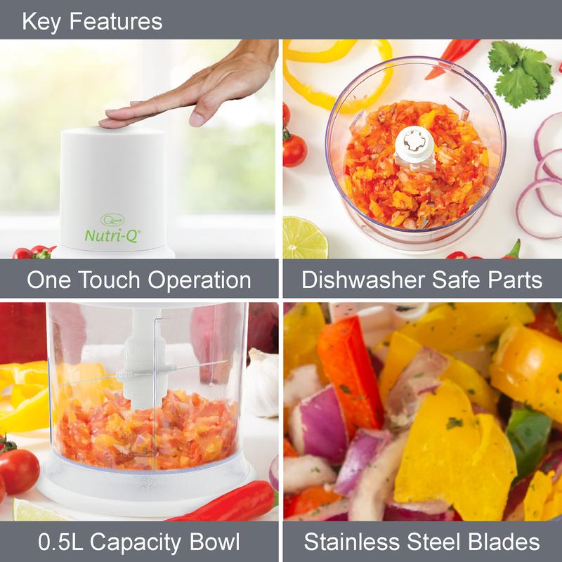 Quest Nutri-Q Turbo Food Chopper & Mini Food Processor - 2 Speed + Turbo Boost 2