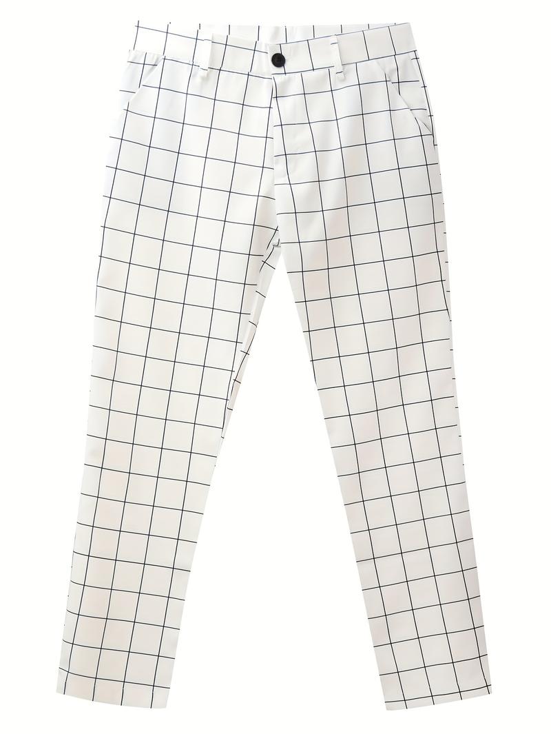 Product Introduction of Elegant Plaid Slacks, Men's Casual Vintage Style Dress Pants For Business Banquet 19