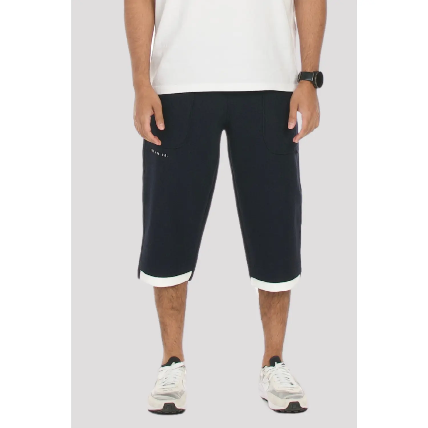 Navy Textured 3/4 Shorts