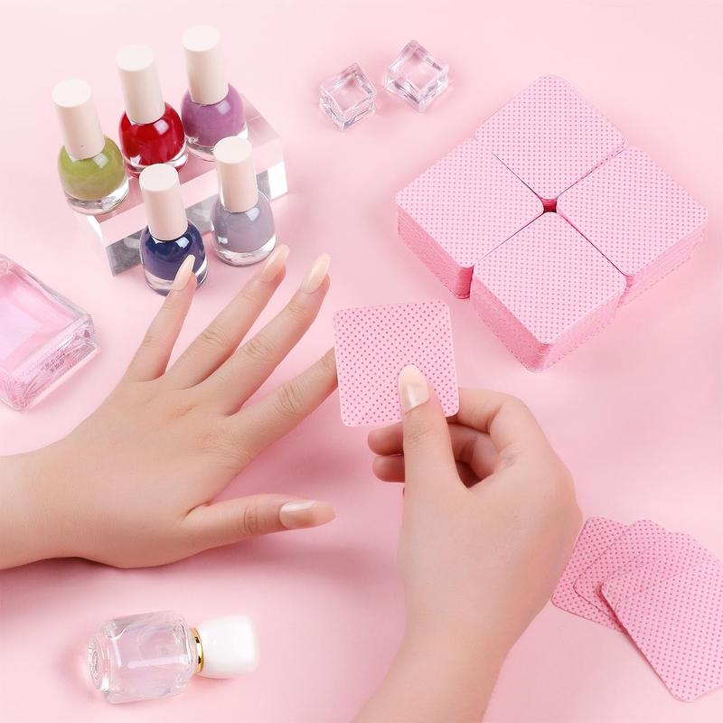 Lint Free Wipes for Nails, 600PCS Nail Wipes Pads, Nail Polish Remover Pads, Nail Varnish Remover Pads, Absorbent Remover Wipes Meltblown, Nail Art Tool Cleaning for nails, Pink Manicure Nail Care Cleanser Cleansing 1