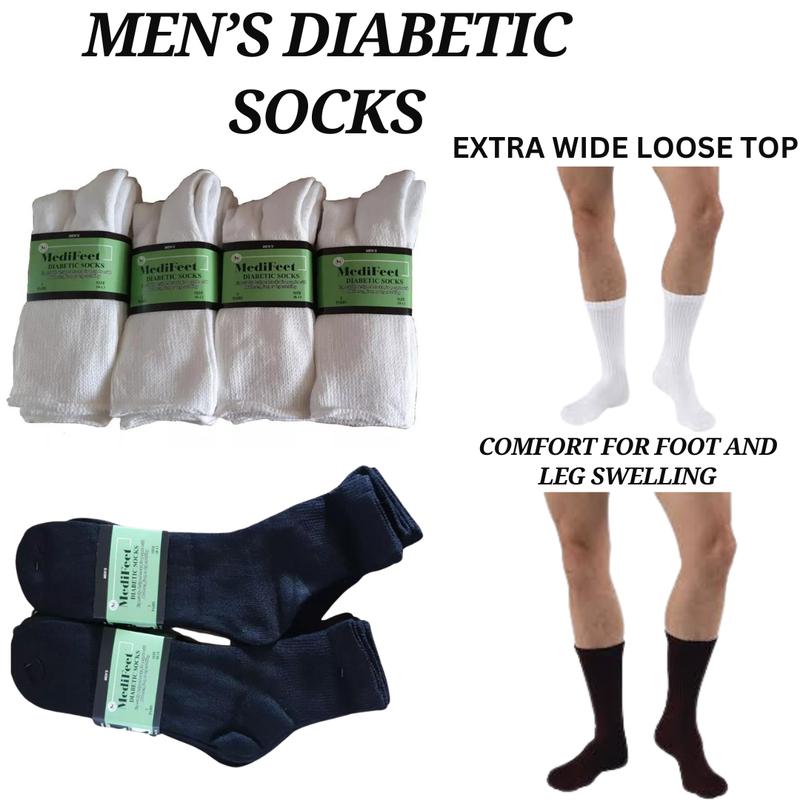 Men's Diabetic Socks Especially Designed For Diabetic Foot Leg Swelling - Comfort for Foot and Leg Swelling, Menswear Soft & Comfortable Extra Wide Loose Top Socks, Breathable (UK Size 10-13) Underwear Human Beige Plain Tropical 0