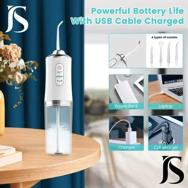 Cordless Dental Water Flosser Oral Irrigator Teeth Cleaner with Jet 4 Tips Floss Cleansing 5