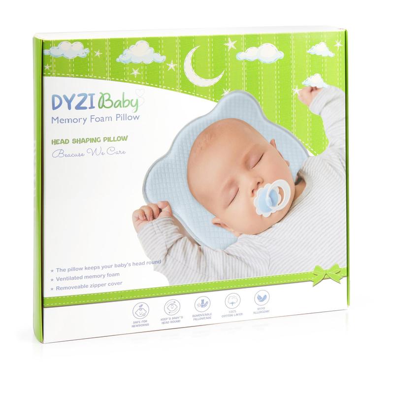 Baby Head Shaping Pillow - 3D Memory Foam Baby Cushion - Prevent Flat Head Syndrome Newborn Pillow - Infant Neck & Back Support with Soft Case - Toddler Sleeping Pillow for Car-seat Cradle Stroller 1