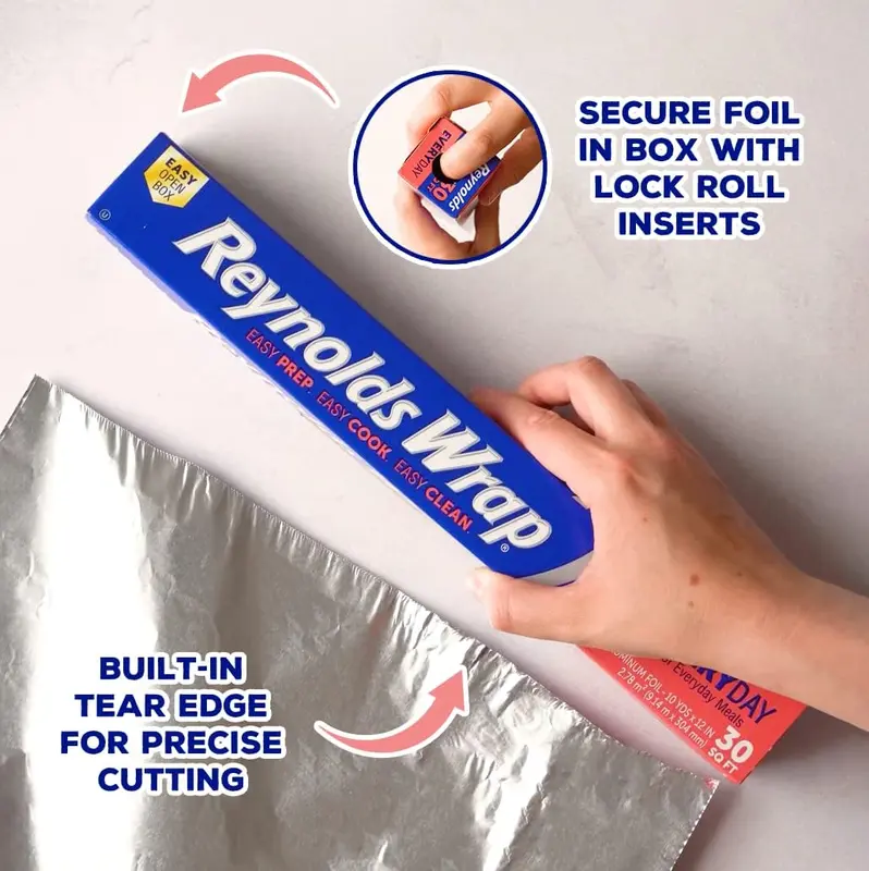 Classic Kitchen Foil | Aluminium Foil | Tin Foil for Cooking, BBQ, Roasting | Pack of 1 Roll, 304mm x 9.14m | Packaging May Vary Cookware Disposable 3