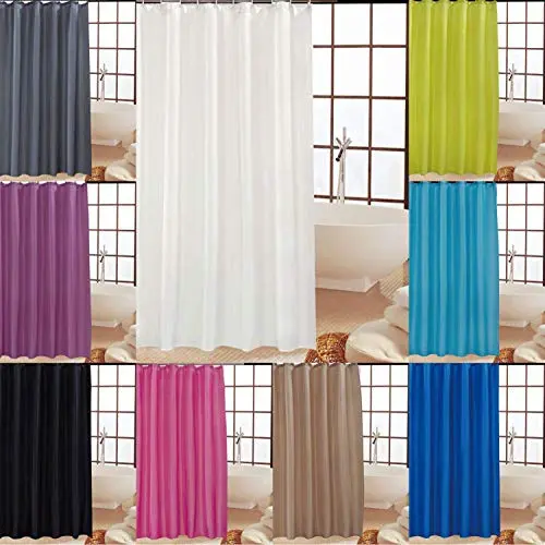 KAV Polyester Soft fabric Shower Curtain Mould and Mildew Resistant Solid White and Snow White Matching Hooks - Machine Washable 71x71 Inch (180 x 180cm ) 1