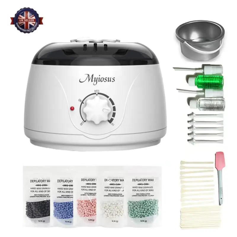Waxing Set, Wax Warm Hair removalset, 500g hard wax beads, 2 treatedwaxes and 25 applicator sticks forface, arms, legs and whole body hairremoval Body Care