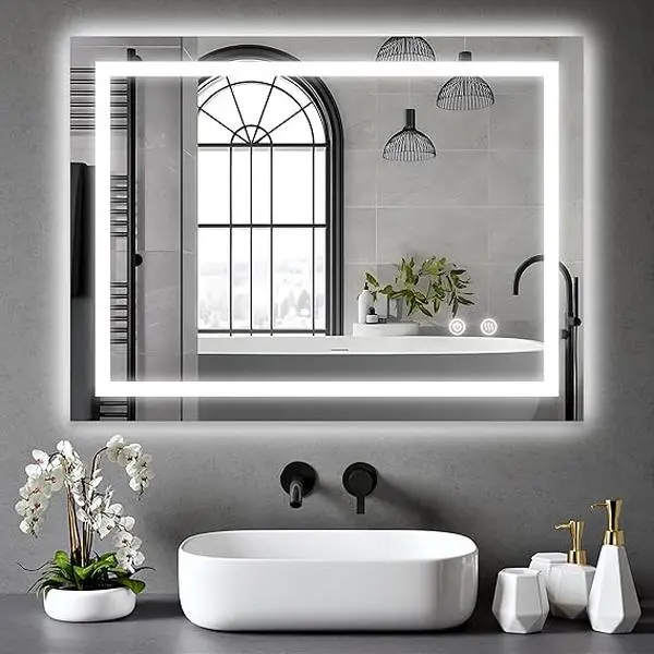 LED  Mirror with 3 Colors Dimmable Switch and Demister Pad, 500x700mm Wall Mounted Vanity Mirror led  mirror  wall mirrors 0