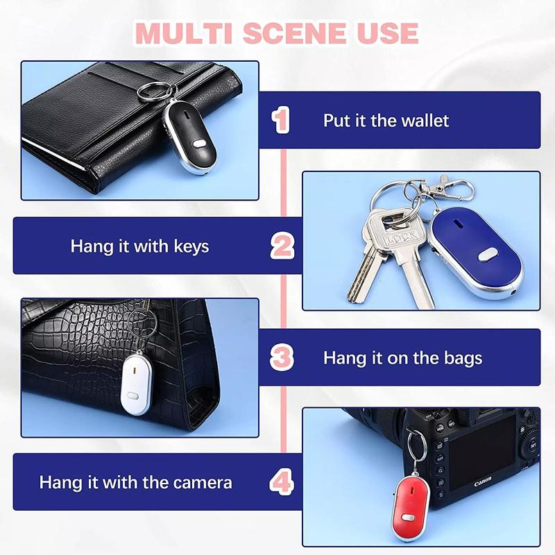 KeyFinder, Keychain Locator for Finding Lost Keys, Smart Key Finder with Anti-Lost Features, Whistle Activation, LED Sound Keychain, Alarm, and Flashing Light Device 3