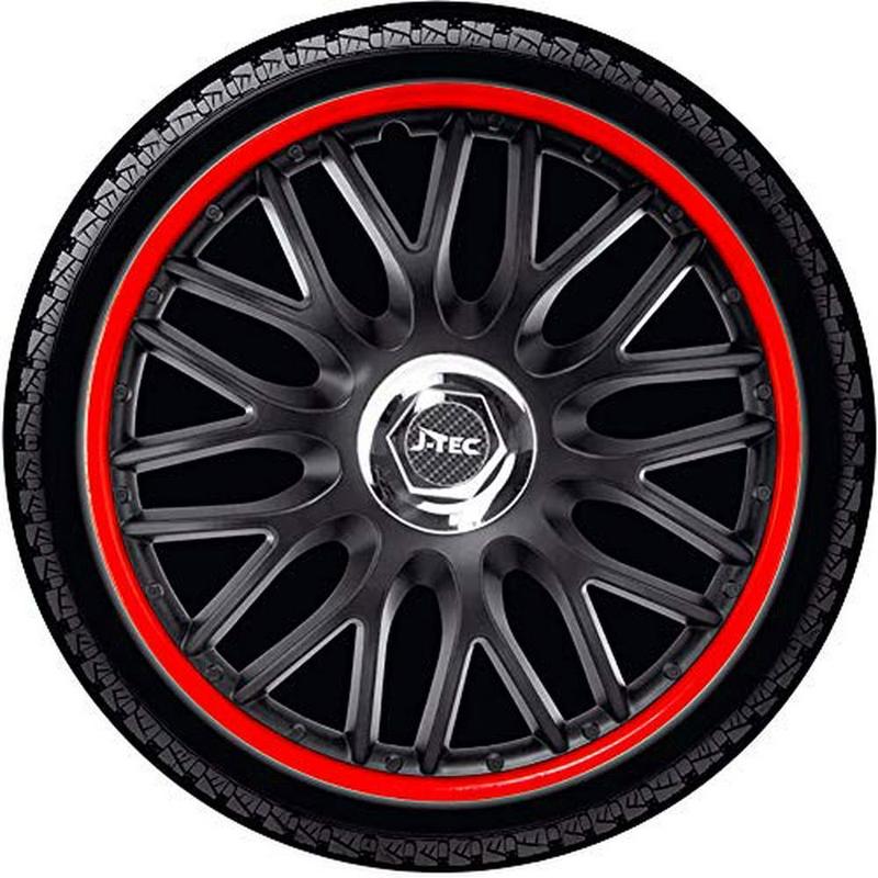 Orden Red/ Black 14 Inches Wheel Trims/ Hubcaps Black/ Red+ Chrome Ring 0