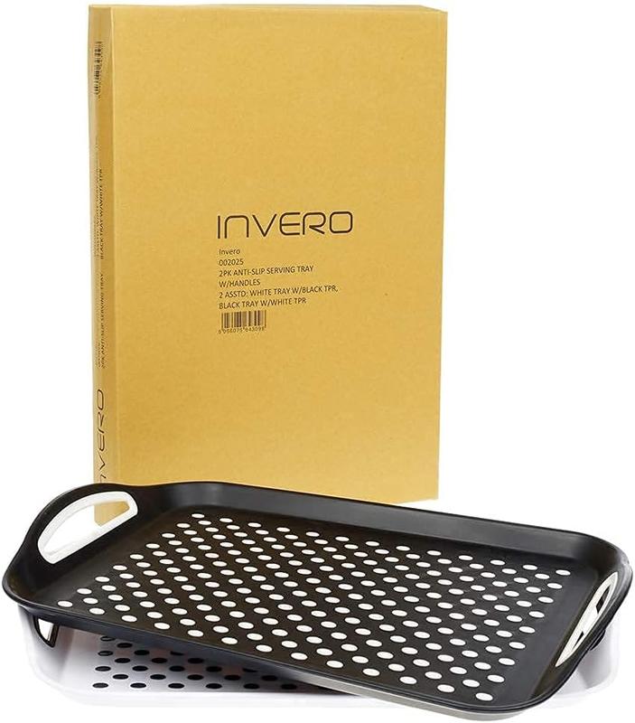 2x Anti-Slip Top and Bottom Plastic Serving Tray with High Grip Rubber Surface 6
