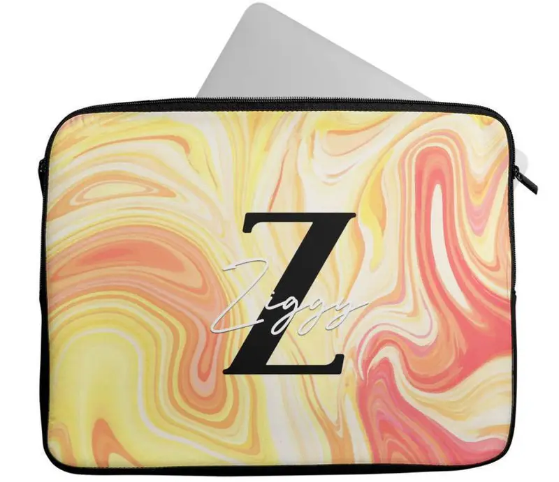Personalised Any Name Marble Design Laptop Case Sleeve Tablet Bag 105 6