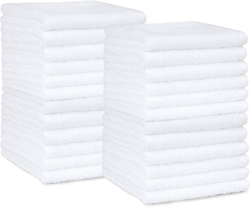Product Introduction of Face Towels for bathroom, 100% Cotton Extra Absorbent washcloth, Fast Drying - salon towel - 24-Pack, White (30 x 30 cm) 1