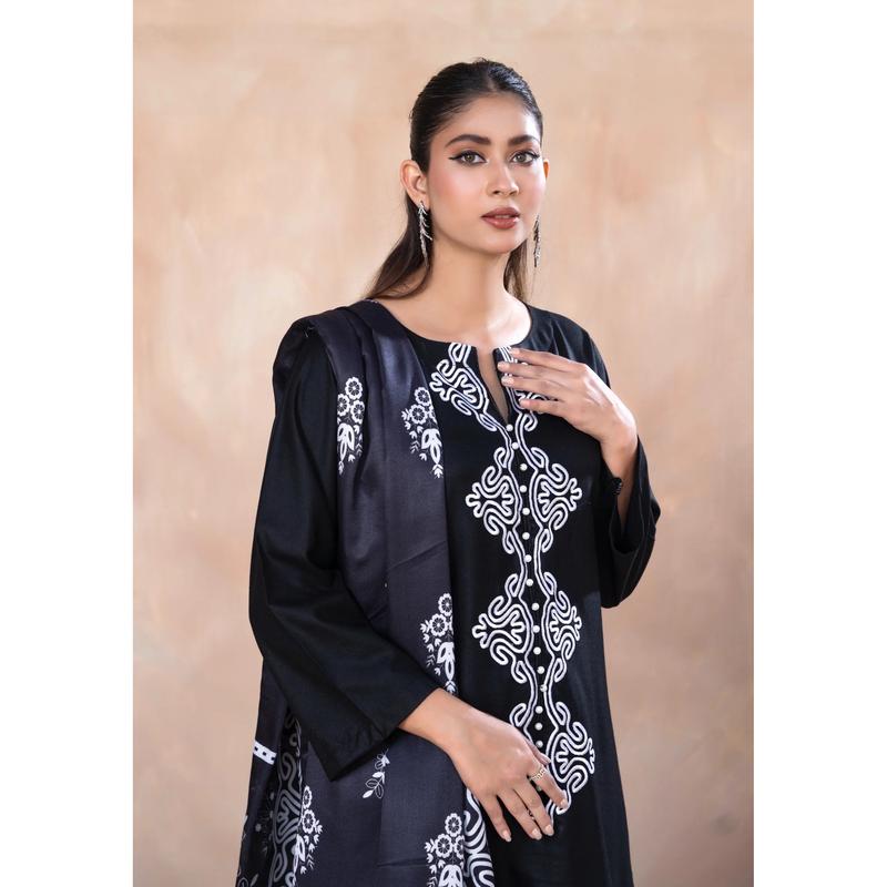 3 PIECE EMBROIDERED DHANAK READY TO WEAR SUIT 1