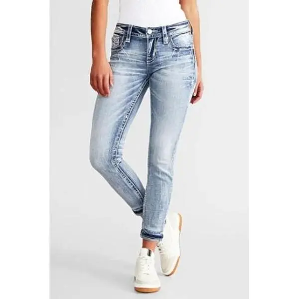 Fashion Slim Fit Embroidered Jeans for Women 2025 Women Casual Joggers Tech Pants Stretchy Small Leg Pants