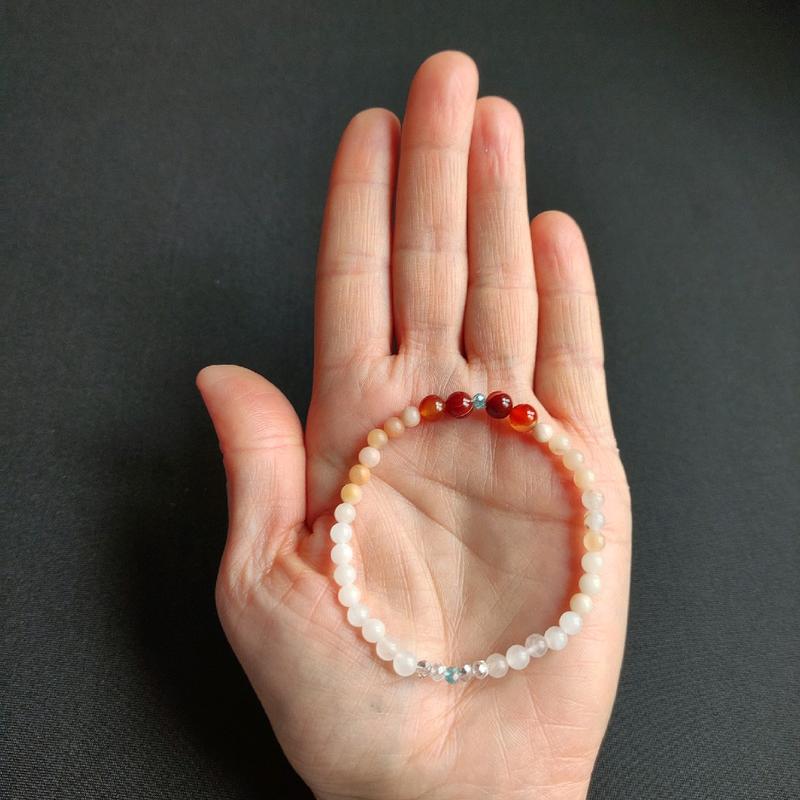 MintWish.You - Pink Aventurine - Natural Gemstone Bead Bracelet (Stretch Boho Chakra Colour Meditation Bracelet) - 16cm circumference 1