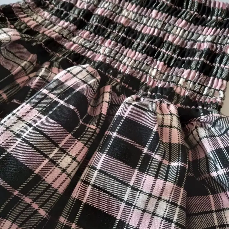 Womens Frill Mini Short Rara Skirt Ladies Check Dogtooth Gathering Tutu Skirts Womenswear High Waisted Bottom Comfortable Girls Party Polyester Style Fit Adjustable Soft Underwear Casual Plaid 2