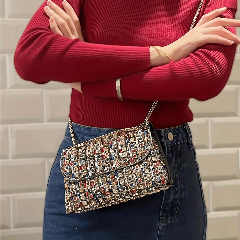 Product Introduction of Women's Fashion Evening Handbag, Elegant Style Rhinestone Embellishments Purse, Lightweight Bag For Banquet And Party Use 6