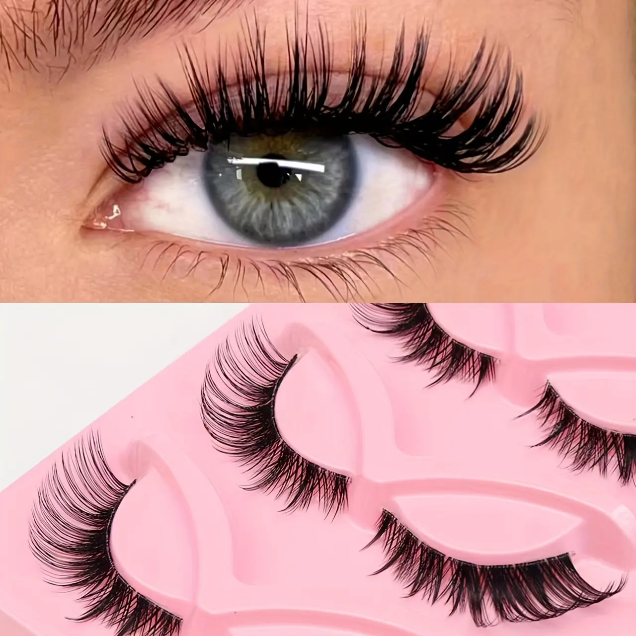 GROINNEYA 6 Pairs False Eyelashes Cat Eye Eyelashes Fox Eye Lashes End Eye Elongated Fake Lashes Faux Mink Lashes Natural Look Eyelashes Short Lash Extension Makeup