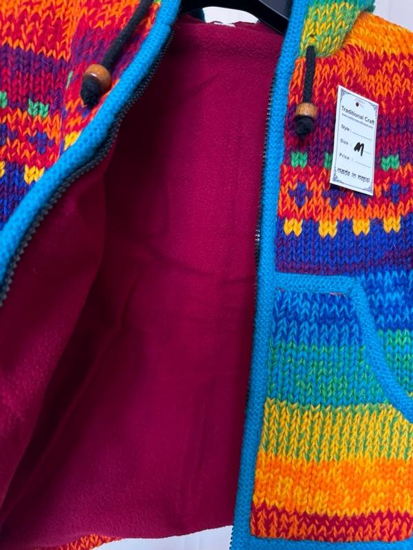 Product Introduction of Kids Handmade Wool Rainbow Jacket with Fleece Lining, Zip-up, and Hoodie 11