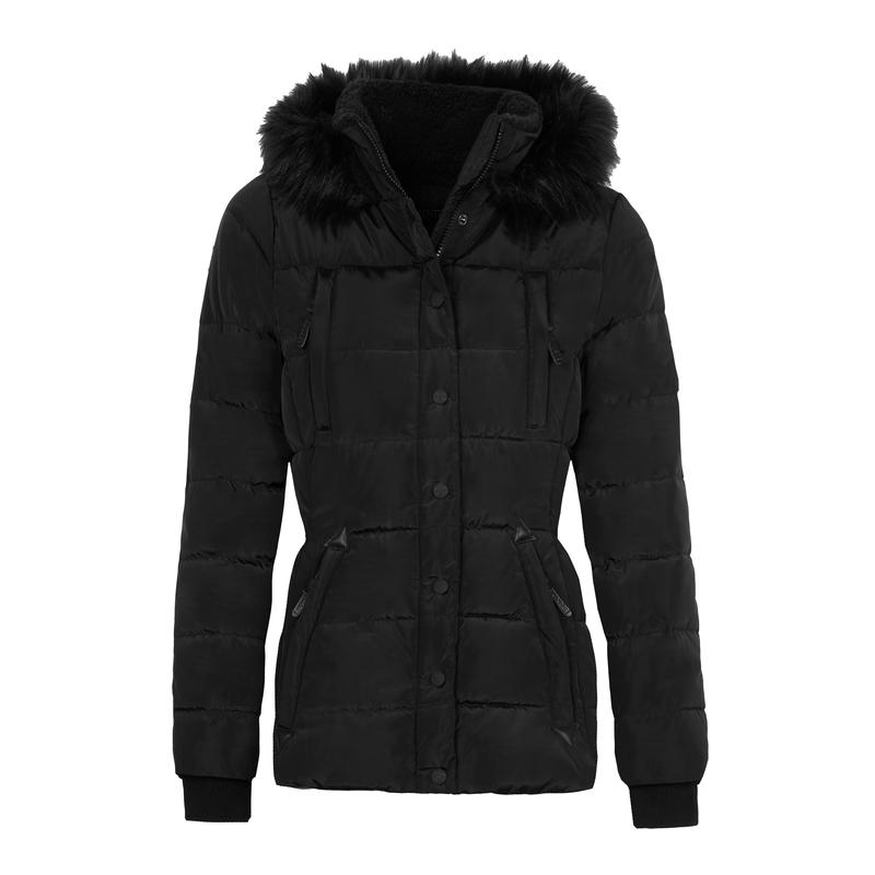 Spindle Womens Ladies Premium Quality Hooded Short Fur Parka Quilted Padded Puffer Coat | Zip Side Pockets | Luxurious Detachable Faux Fur on Hood 2