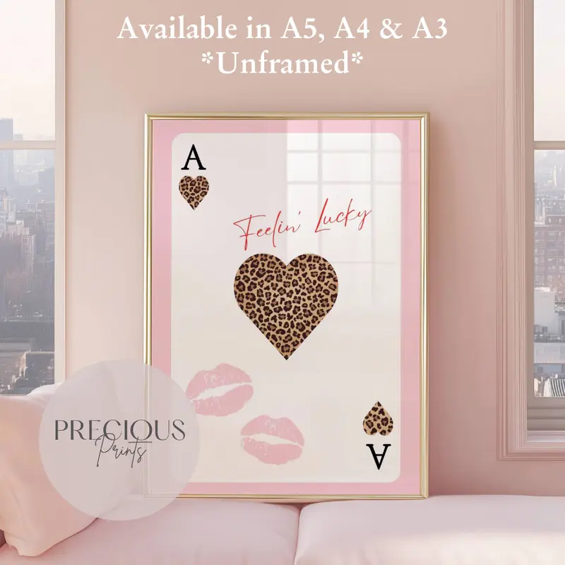Set of 3 Trendy Prints Pink / Leopard Cheetah Print / Pink 8 Ball Lucky Trendy Wall Art Gallery Preppy Chic Luxury Home Decor / Colourful Wall Art / A5 A4 A3 Unframed / Fast Cheap Delivery / Giclee Poster Artistic Photo Room 3