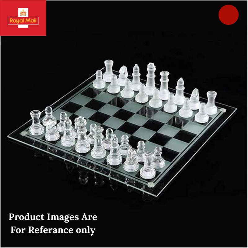 Glass Chess Set, Frosted Polished Glass Chess Board Set Glass Chess and Concepts Set Crystal Chess Board Youth Adults Play Set, Classic Chest Pieces Board Case, Board Game for Family, Friends, Adults, Gift, Christmas, Thanksgiving 1