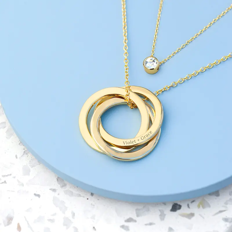 Personalised Russian Ring Layered Necklace 7