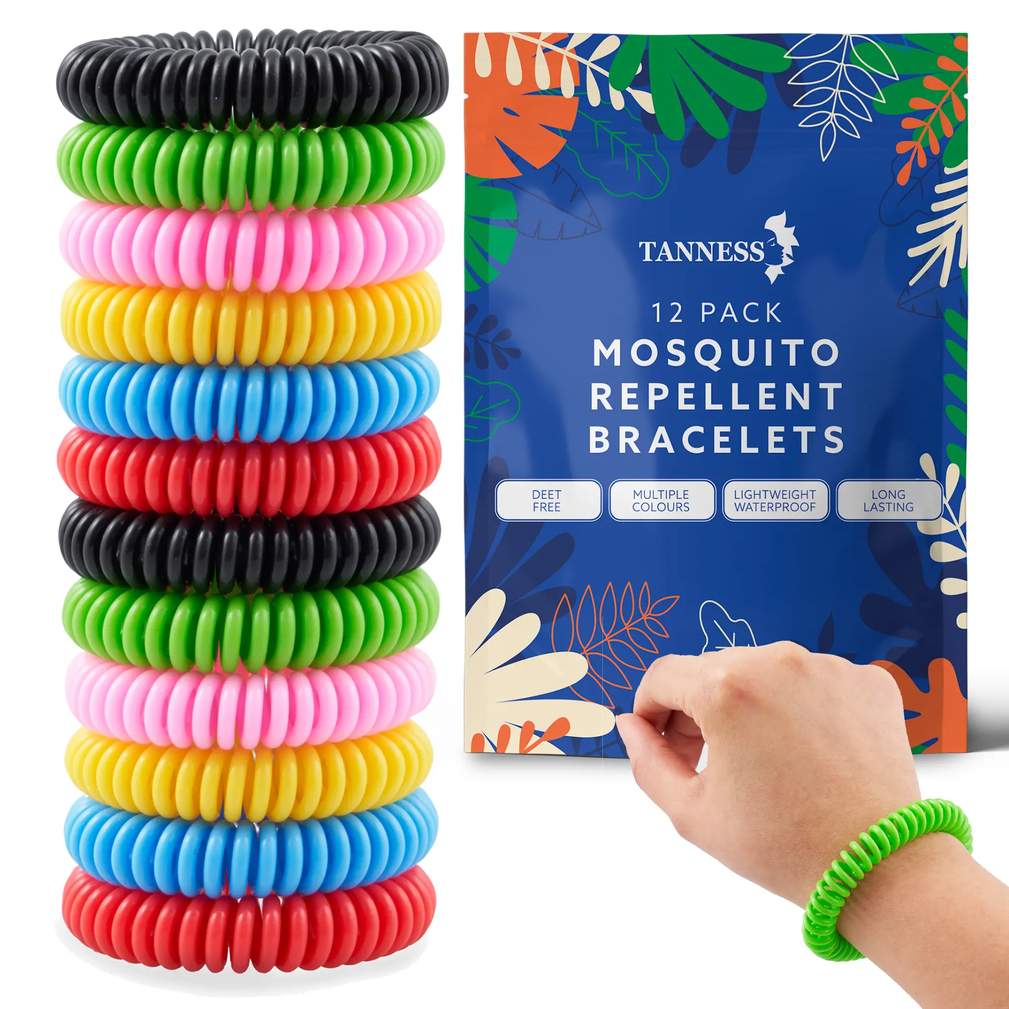TANNESS 12 Pack Mosquito Repellent Bracelet