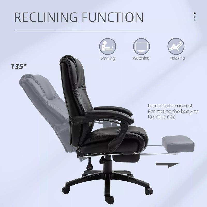 Black Faux Leather Desk Chair for Office and Home Use 6