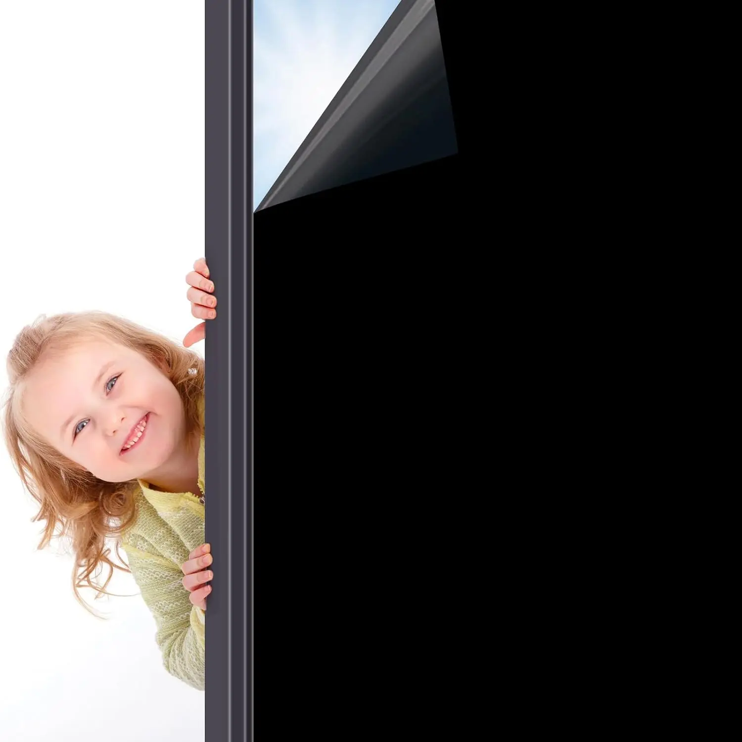 Blackout Window Film Privacy, Black Frosted Privacy Film for Glass Windows, Black Out Stick Blind, Window Blackout Material Film, Black Out Window Cover for Living Room and Office (30x200 cm)
