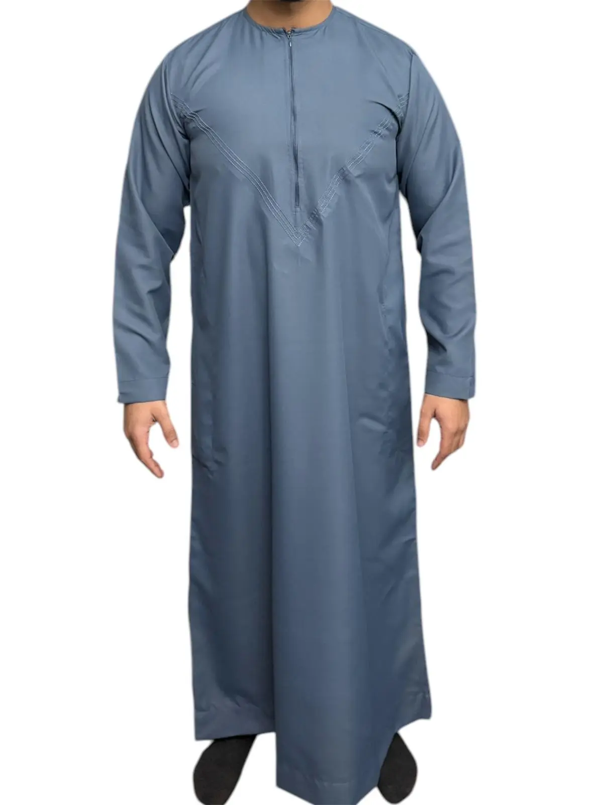 Premium Men's Blue Zip Top Jubbah - Regular Fit