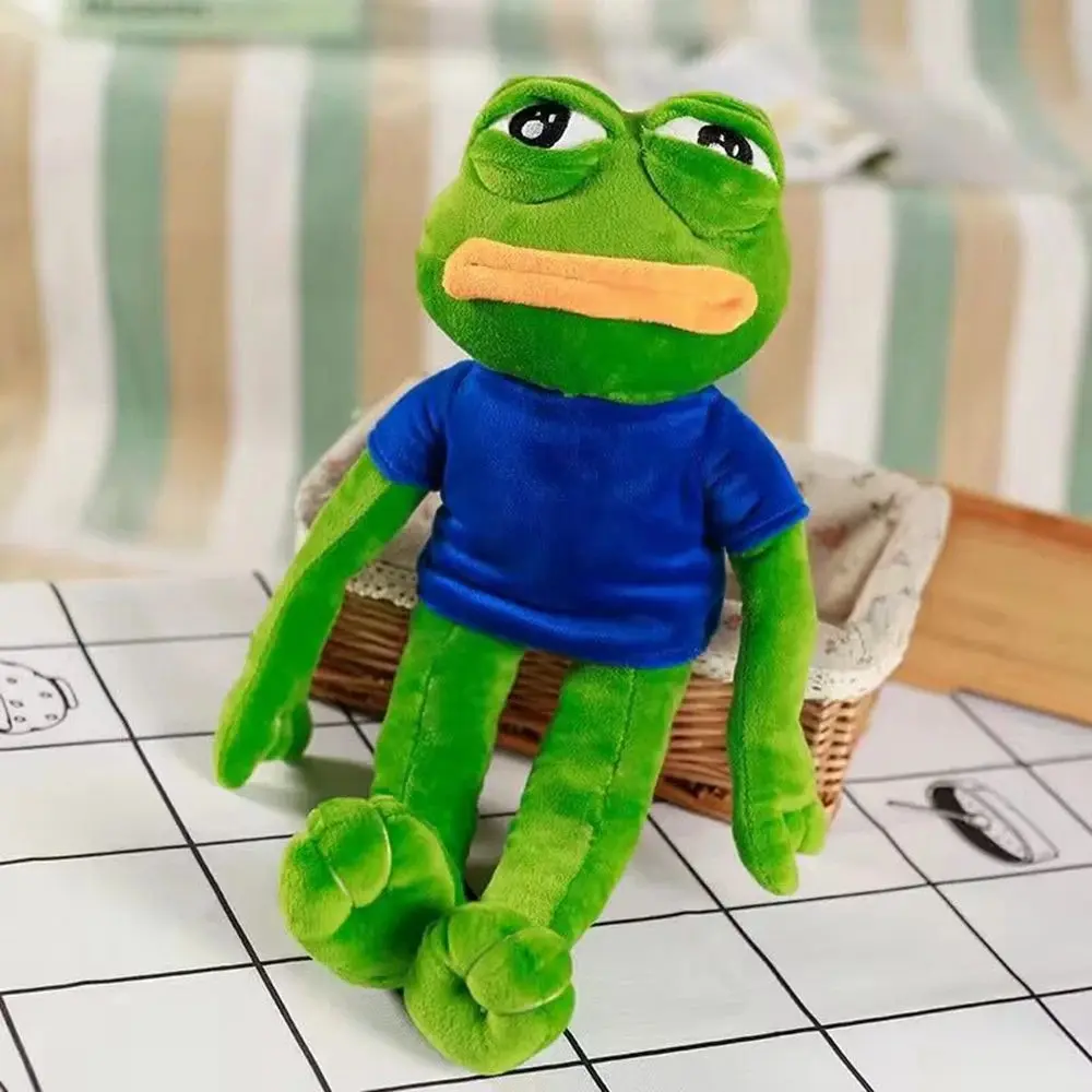 45cm Pepe Frog Plush Toy – Sad Crying Face, Big Mouth, Funny Ugly Baby Doll, Perfect for Christmas & Birthday Gifts for Friends jelly cat