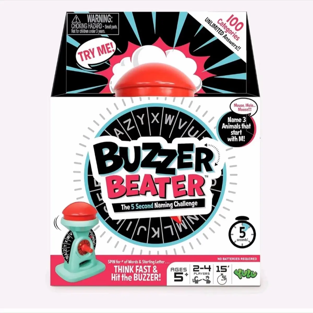 Yulu Buzzer Beater - Five Second Interactive Naming Game - Fast Talking Sequence Board Game for Families and Kids