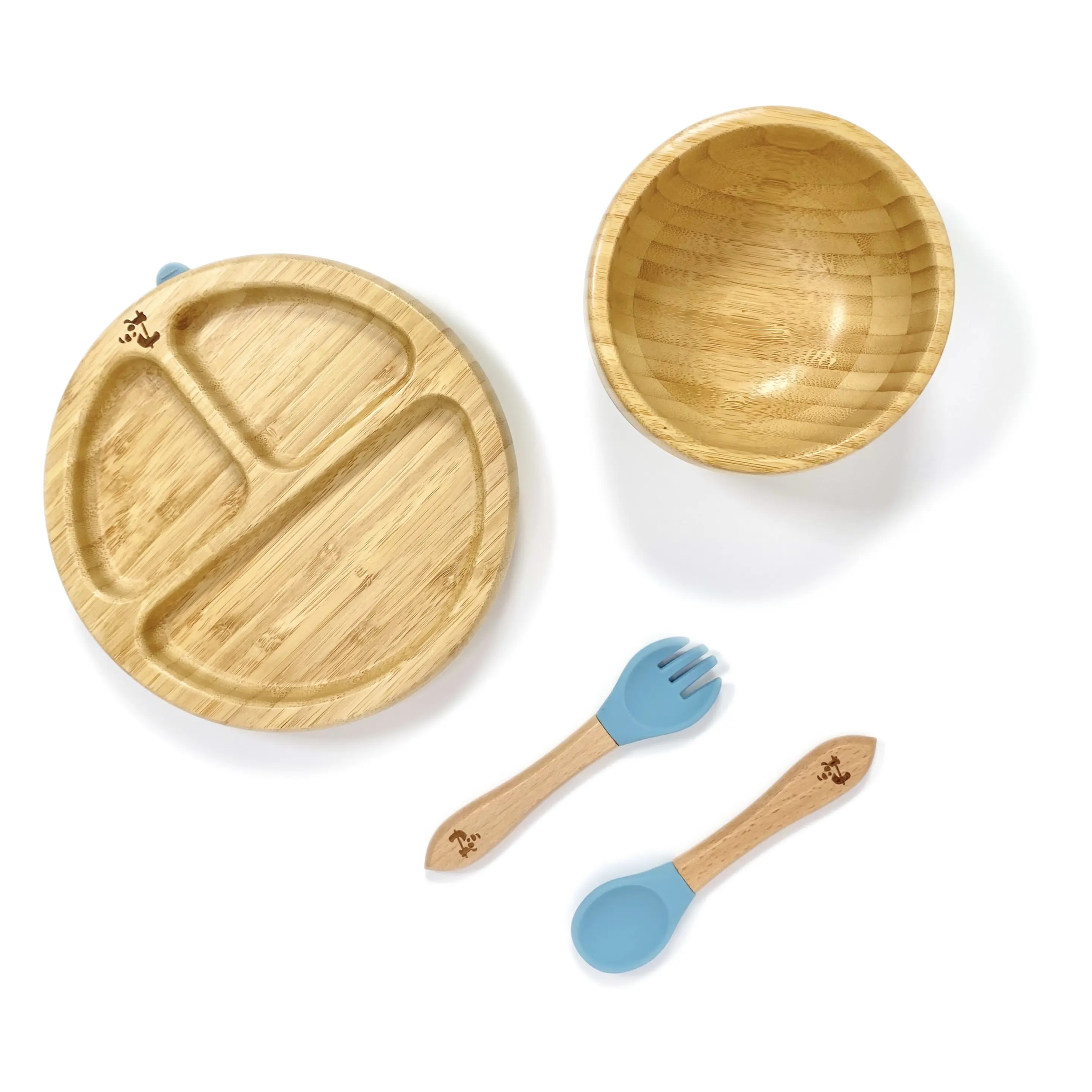 Bamboo Baby Infant and toddler  Weaning Set Ocean Blue for boys and girls