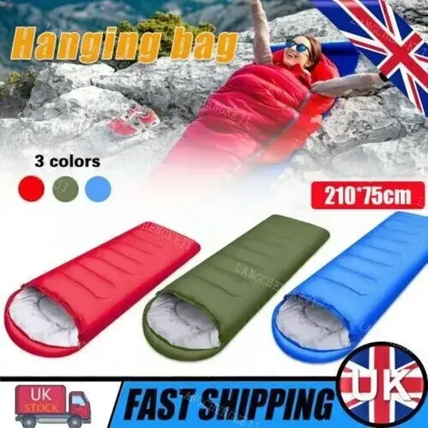 4 SEASON SINGLE SLEEPING BAGS CAMPING RECTANGULAR ENVELOPE ZIP UP KIDS ADULT UK 0