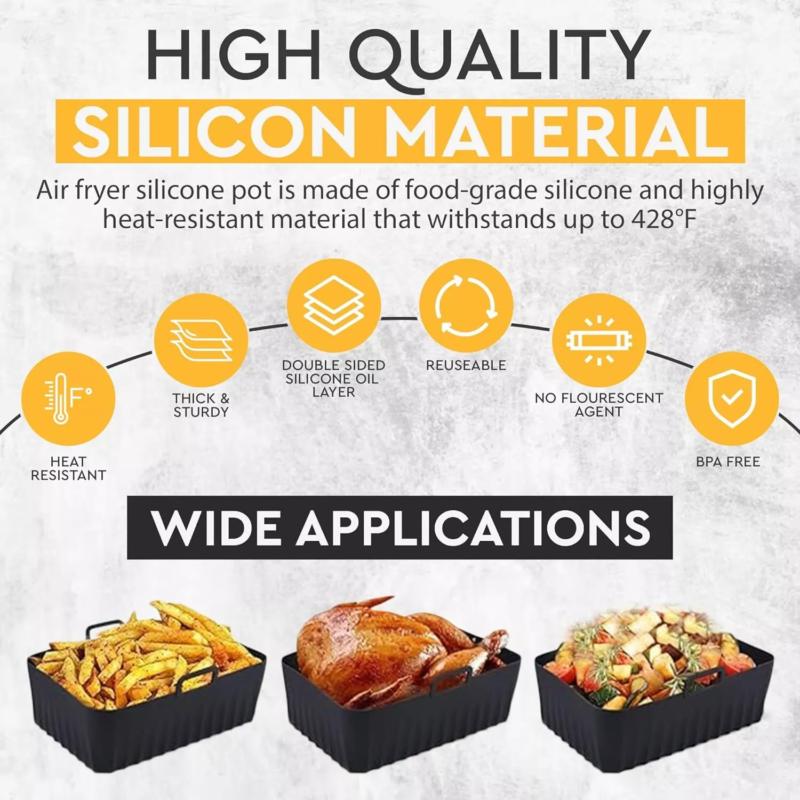 Product Introduction of 2 PCS Air Fryer Silica Gel Baking Pan Dual Basket Liner Handle baking oven New 11