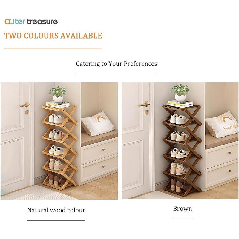 treasure Multi Tier Shoe Rack,Shoe Racks Storage,Narrow Shoe Rack,No Installation Foldable X Shape Shoe Racks,Multi layer Show Rack for Bathroom,Living Room Entryway (Brown-5 Tier) Cabinet Organiser Decorative Plants Boxes 4