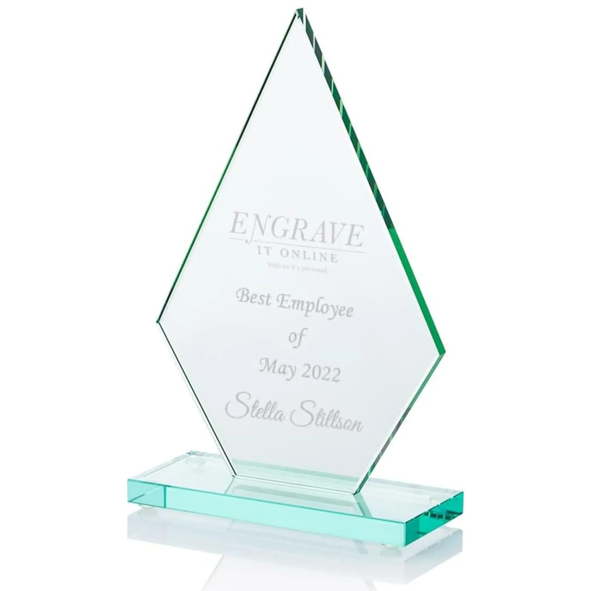 EIO Gifts Personalised Spearhead Design Acknowledgement Award | Custom Trophy Employee Recognition, Dance, Football, School Ceremonies | Sports Achievement | Engraved Glass Plaque 3 Sizes To Choose.