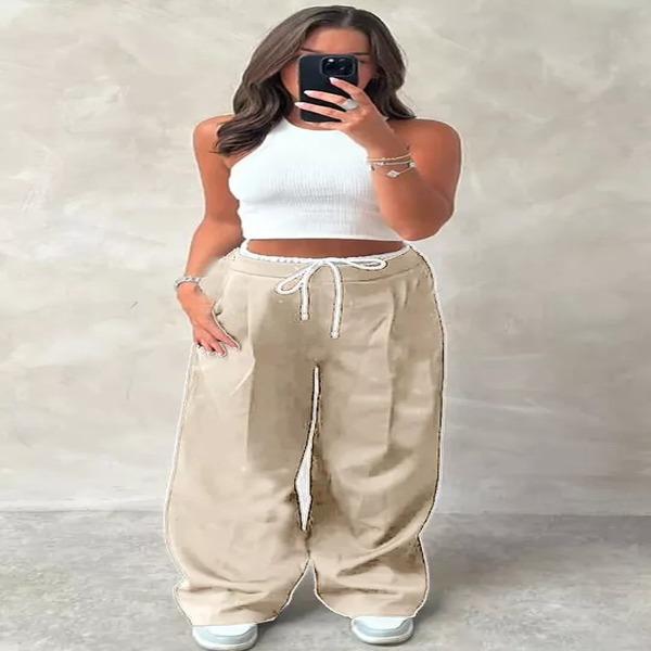 Ladies Women's White waistband Wide Leg Drawstring Flare Trouser Pant 8-14 Womenswear Bottom Casual Chic Comfortable Day Elegant Polyester Slip Style 1