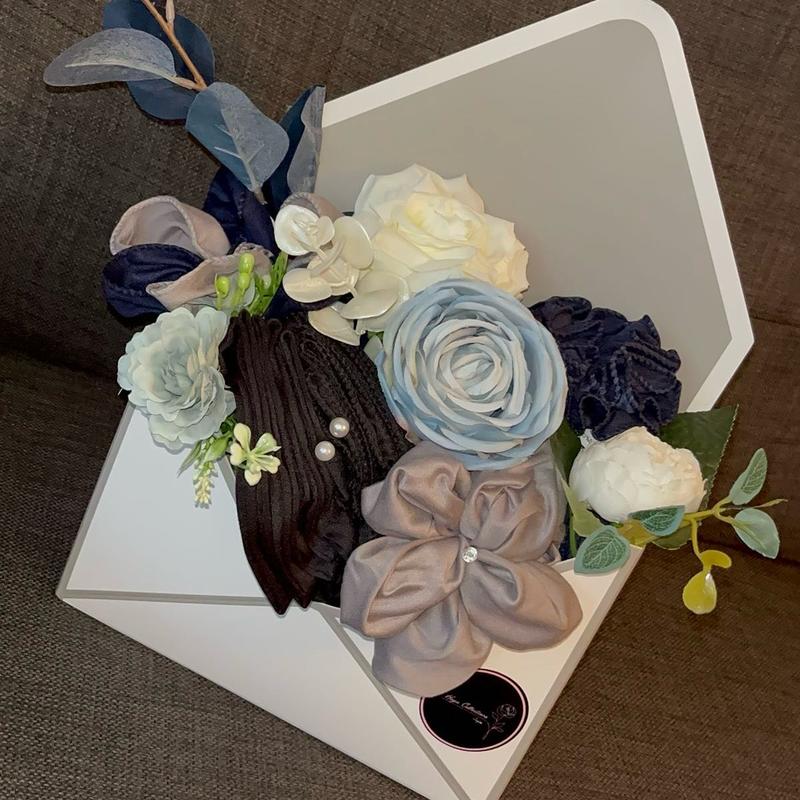 Blue Jersey/Chiffon Envelope Hijab Bouquet Gift 1